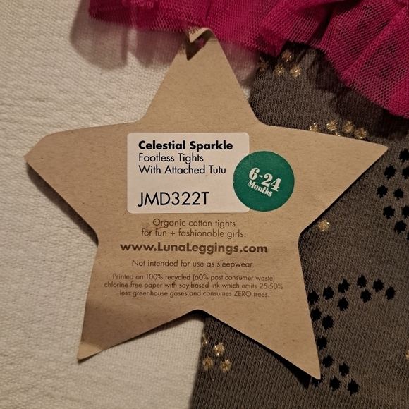 Luna Leggings girls 6-24 months Celestial Sparkle footless tights with tutu - Picture 4 of 7